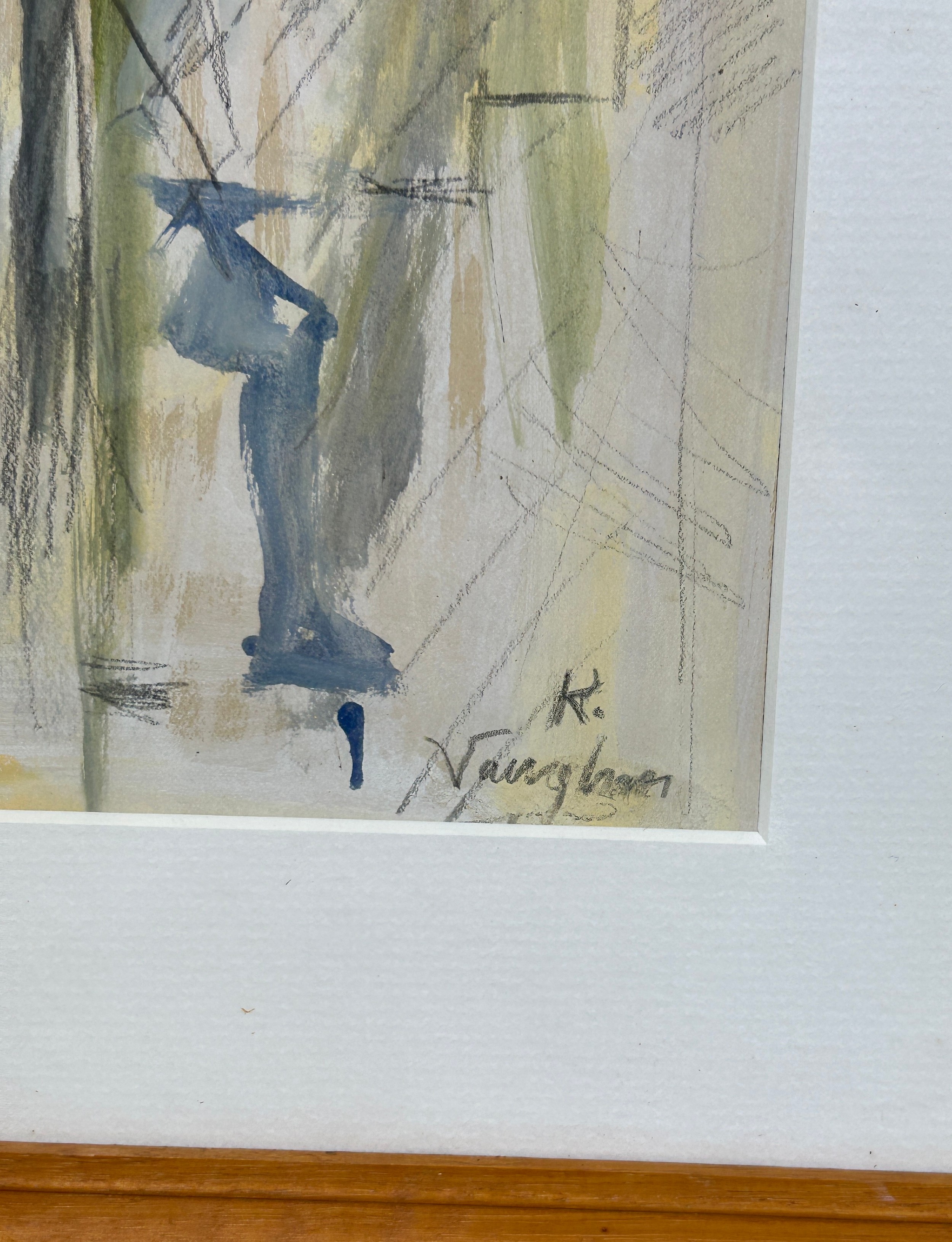 AFTER KEITH VAUGHAN: A WATERCOLOUR PAINTING AND PENCIL DRAWING ON PAPER, 28cm x 23cm Mounted in a - Image 3 of 4