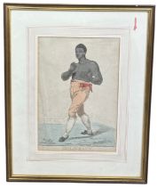 BOXING / PUGILIST INTEREST: AFTER ROBERT DIGHTON (1752-1814): A HAND COLOURED ENGRAVED PORTRAIT OF