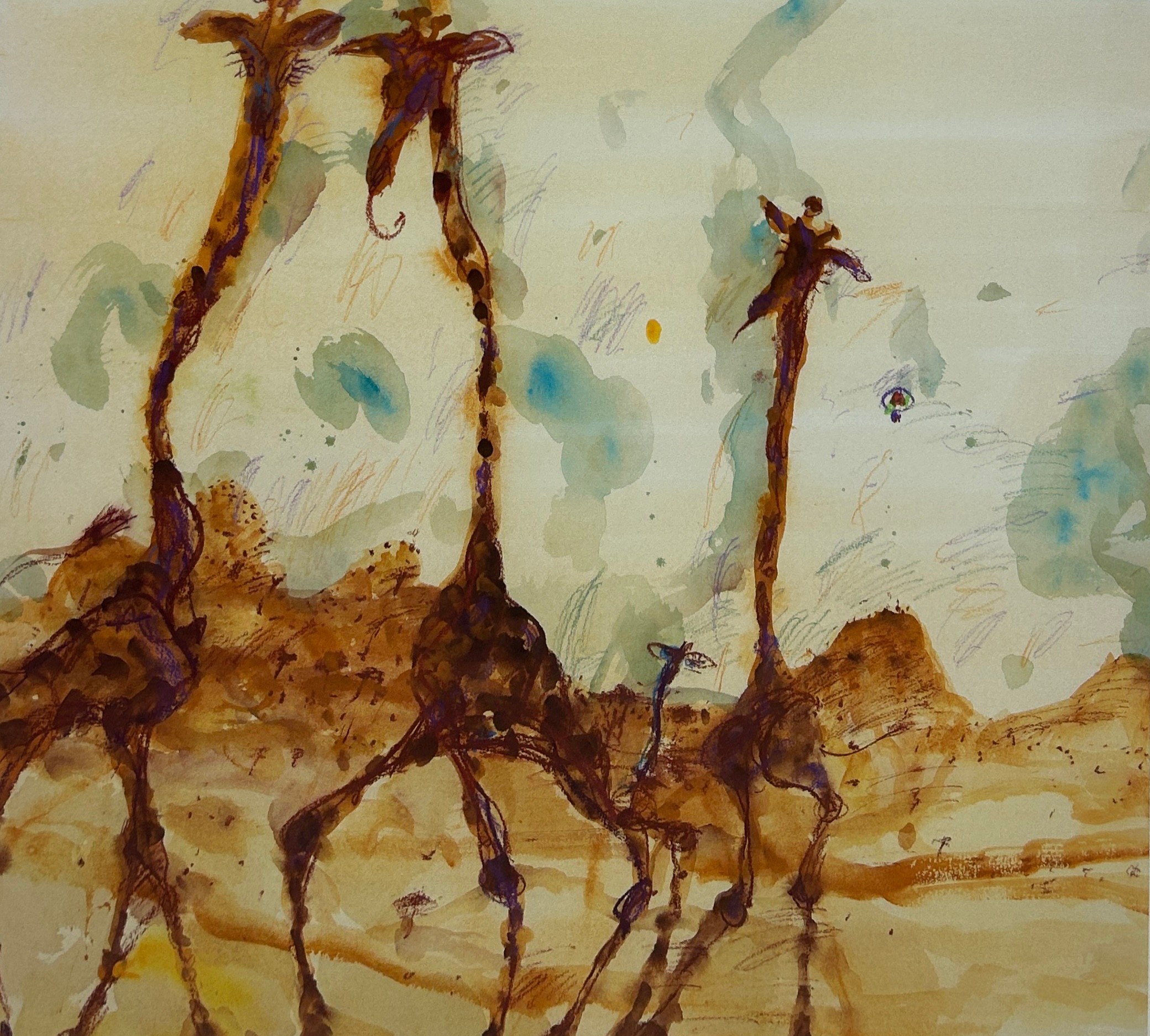 JOHN OLSEN (AUSTRALIAN 1928-2023): A LIMITED EDITION PRINT TITLED 'GIRAFFES AT MT KENYA', Limited - Image 2 of 5