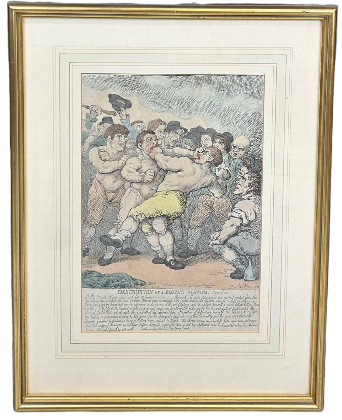 BOXING / PUGILIST INTEREST: THOMAS ROWLANDSON (1756-1827) BOXING ENGRAVING 'DESCRIPTION OF A