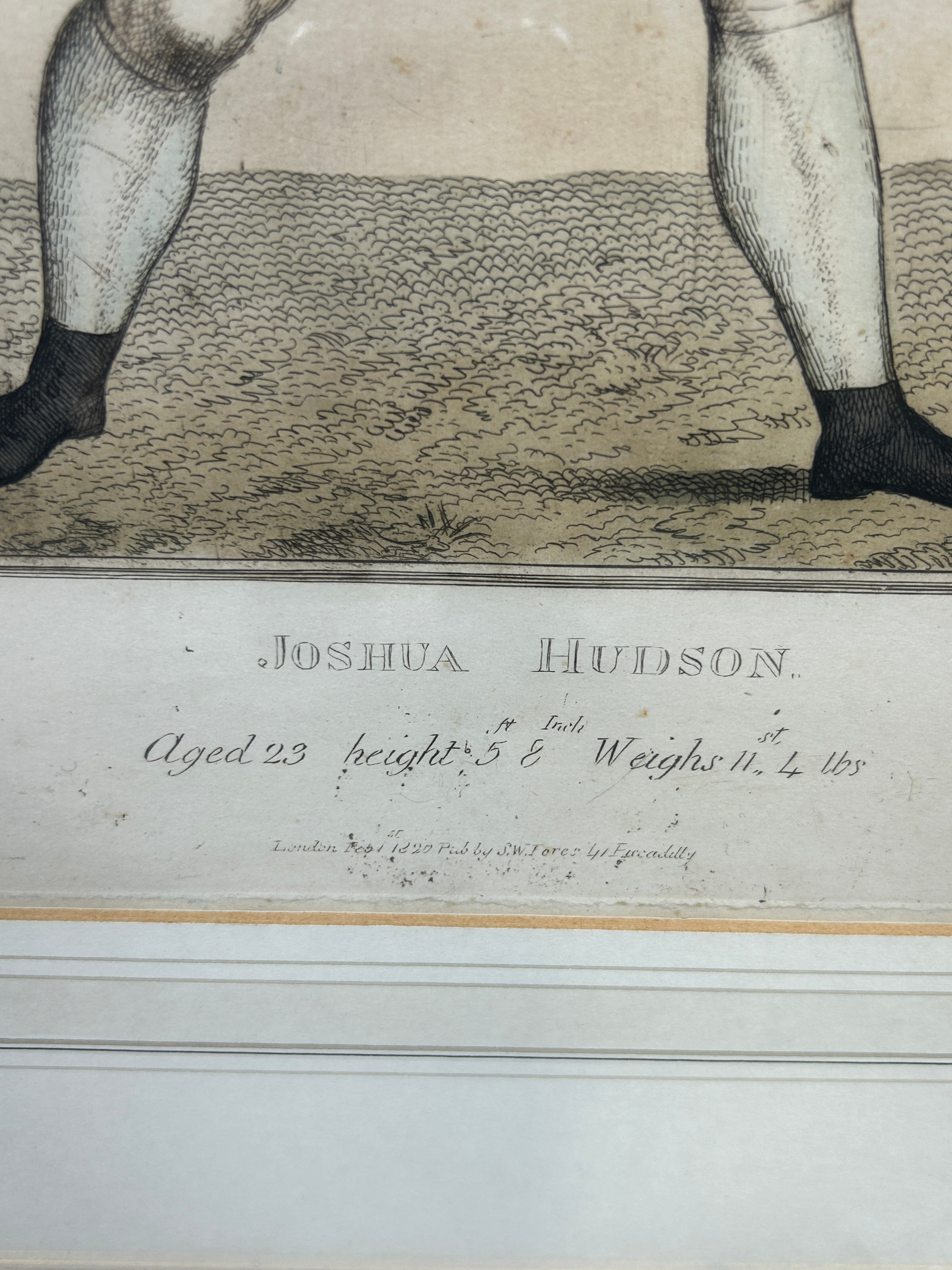 BOXING / PUGILIST INTEREST: A HAND COLOURED ENGRAVING OF JOSHUA HUDSON, Published by Samuel - Image 4 of 5