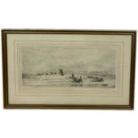 WILLIAM LIONEL WYLLIE (1851-1931): A PRINT DEPICTING A 'FISHING SCENE WITH SAILING BOATS', Signed.