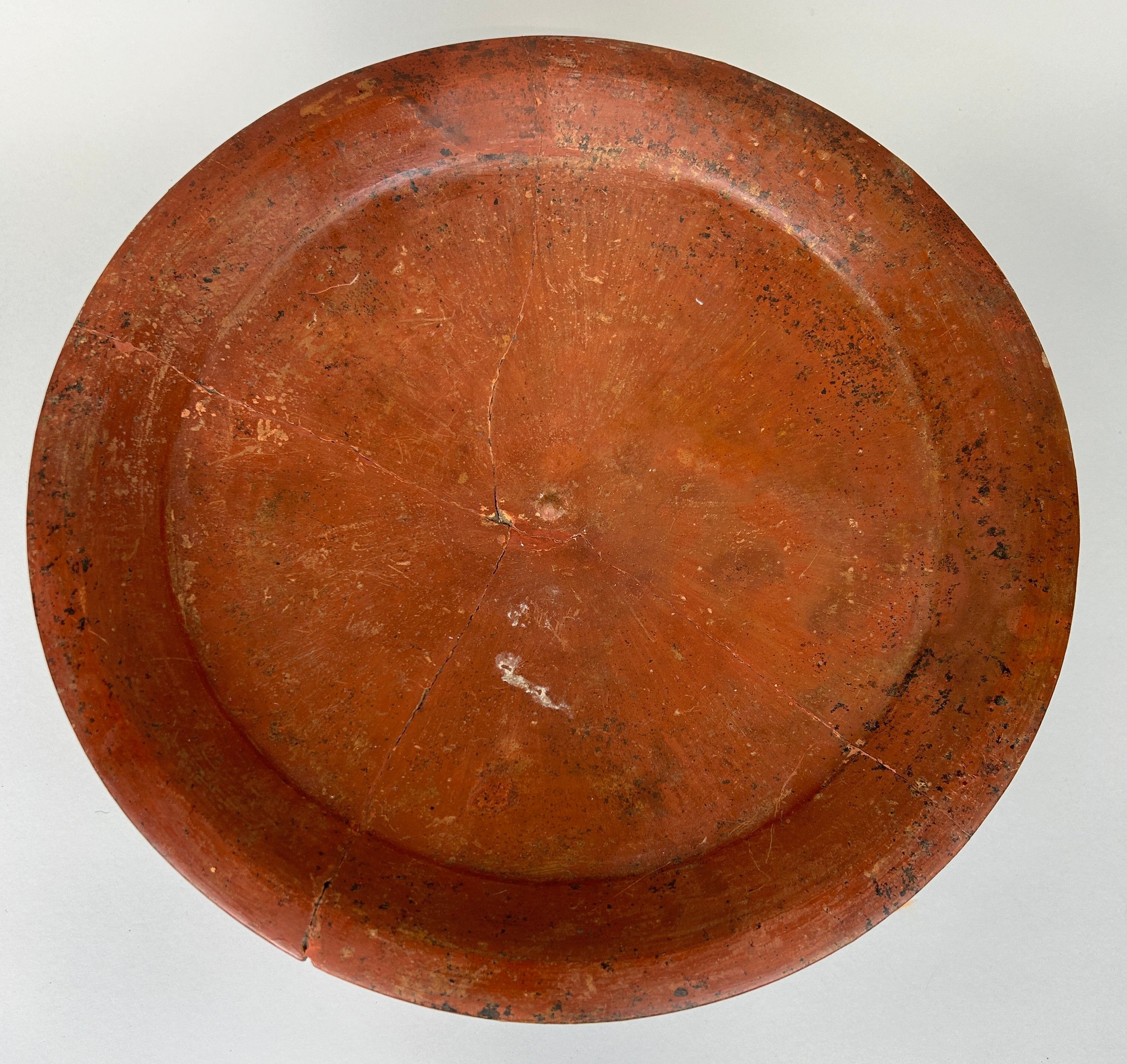 AN ETRUSCAN IMPASTO RED POLISHED TRIPOD DISH CIRCA 6TH CENTURY B.C. 34.3cm x 14.9cm Purchased at - Image 3 of 9