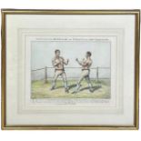 JUDAICA BOXING / PUGILIST INTEREST: A HAND COLOURED BOXING PRINT TITLED 'RANDALL, THE IRISH LAD