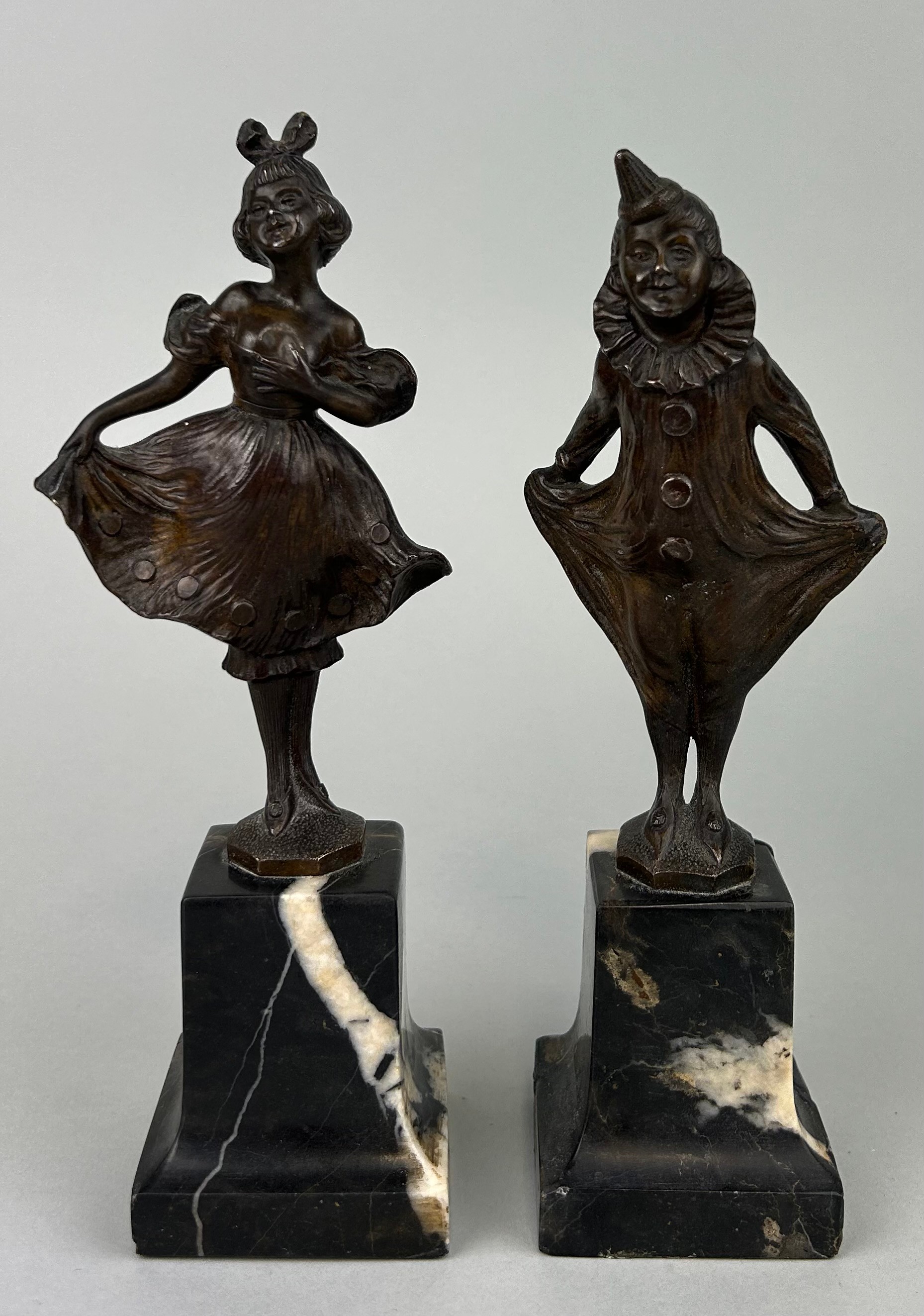 A PAIR OF BRONZE FRANZ IFFLAND (1862-1935) 15cm H 19.5cm H with stand each.