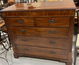 A LARGE GEORGIAN MAHOGANY CHEST OF DRAWERS, Late 18th or early 19th century with two short over