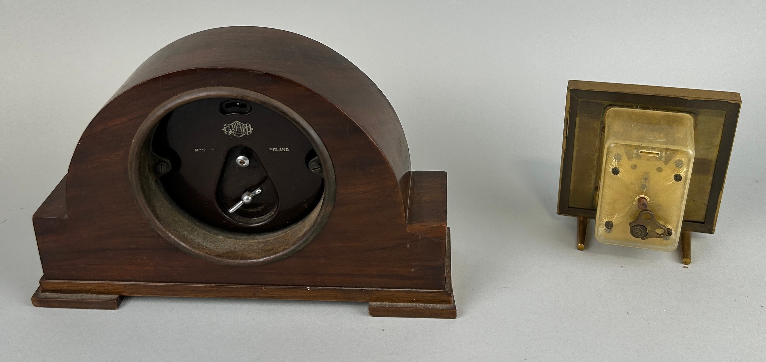 A GARRARD DECO MANTLE CLOCK ALONG WITH A BENTIMA CLOCK, Garrard 25cm x 17cm - Image 2 of 2