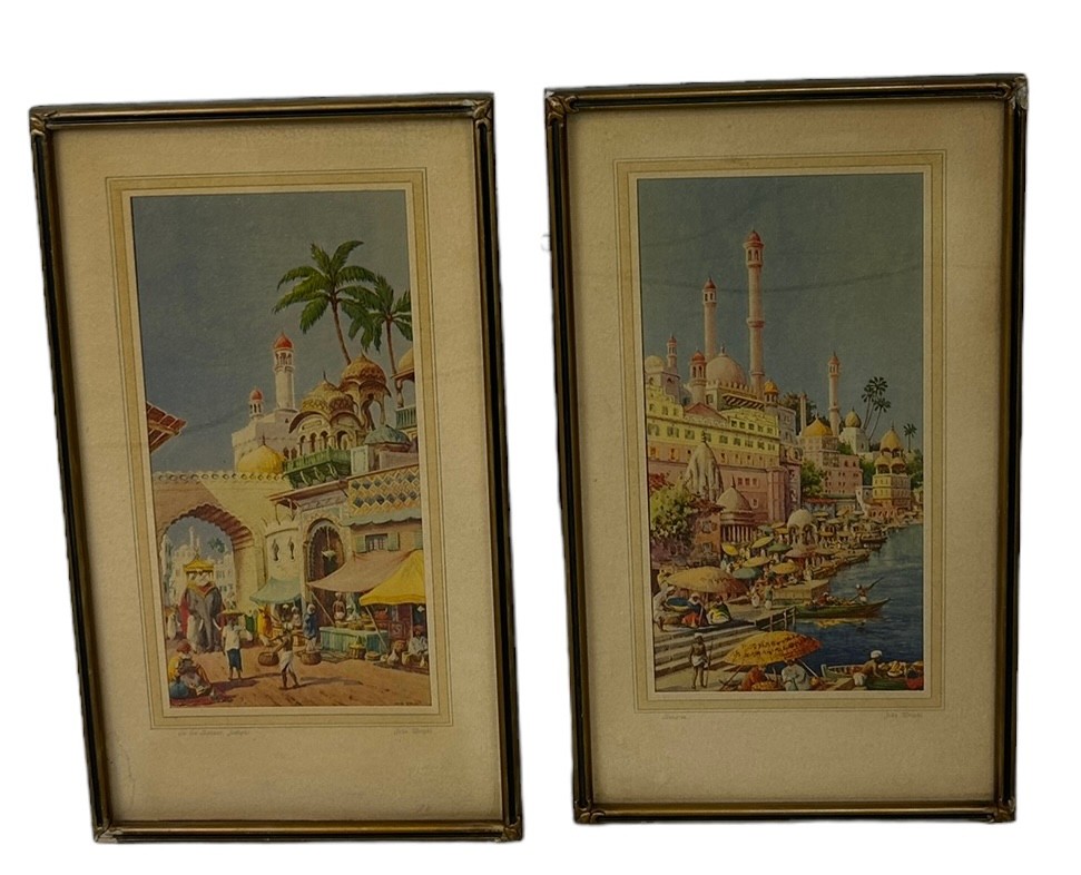 JOHN WRIGHT: A PAIR OF LITHOGRAPHS DEPICTING VIEWS OF INDIA (2), 33cm x 16cm each. Mounted in frames