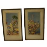 JOHN WRIGHT: A PAIR OF LITHOGRAPHS DEPICTING VIEWS OF INDIA (2), 33cm x 16cm each. Mounted in frames