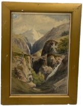 FREDERICK WILLIAM WOLEDGE: A WATERCOLOUR PAINTING ON PAPER 'HIMALAYAN LANDSCAPE', 33cm x 22cm