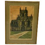 RICHARD BEER (1928-2017): AN ETCHING OF TRINITY COLLEGE OXFORD, Signed edition 5/100. 60cm x 40cm