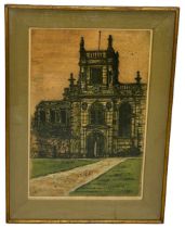 RICHARD BEER (1928-2017): AN ETCHING OF TRINITY COLLEGE OXFORD, Signed edition 5/100. 60cm x 40cm