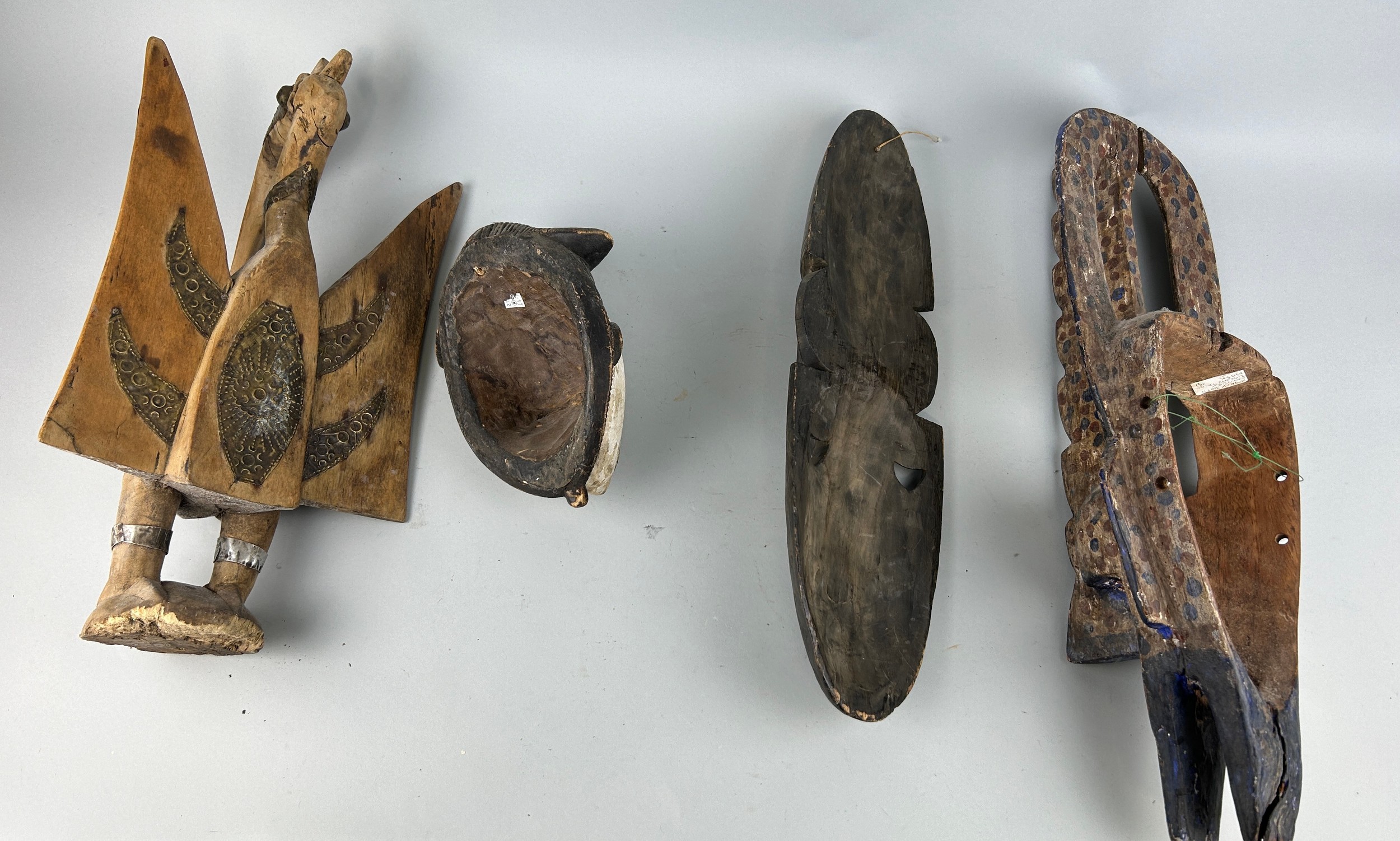 A GROUP OF FOUR AFRICAN TRIBAL MASKS (4), One labelled 'early 20th Century Dogon tribe mask' (56cm x - Image 3 of 3