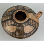 A PRE COLUMBIAN VERAGUAS TERRACOTTA AND PIGMENT VESSEL WITH SPOUT, From Costa Rica / Panama,