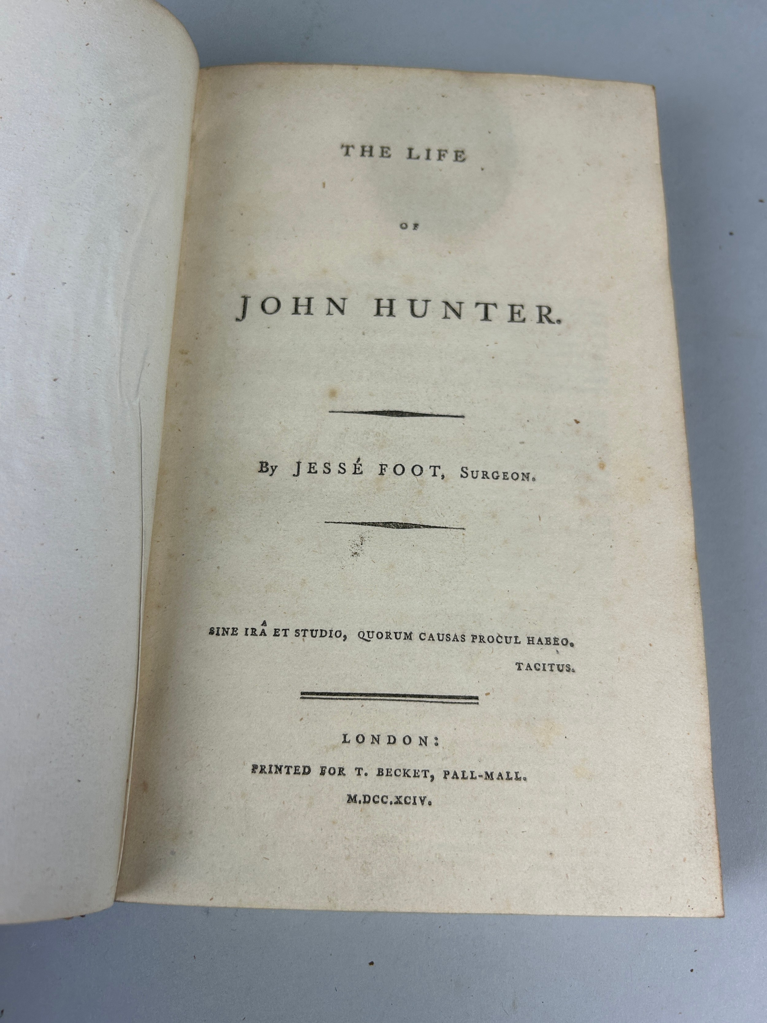 THE LIFE OF JOHN HUNTER, JESSE FOOT (SURGEON) LONDON, T.BECKET, PALL MALL, FIRST EDITION 1794, - Image 4 of 12