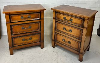 A PAIR OF FRENCH CHERRYWOOD BEDSIDE TABLES BY GRANDE ARRECH, 72cm x 60cm x 37cm each.