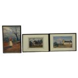 ISOBEL VIOLET BANKS: A SIGNED SET OF THREE WATERCOLOUR PAINTINGS ON PAPER DEPICTING SPANISH