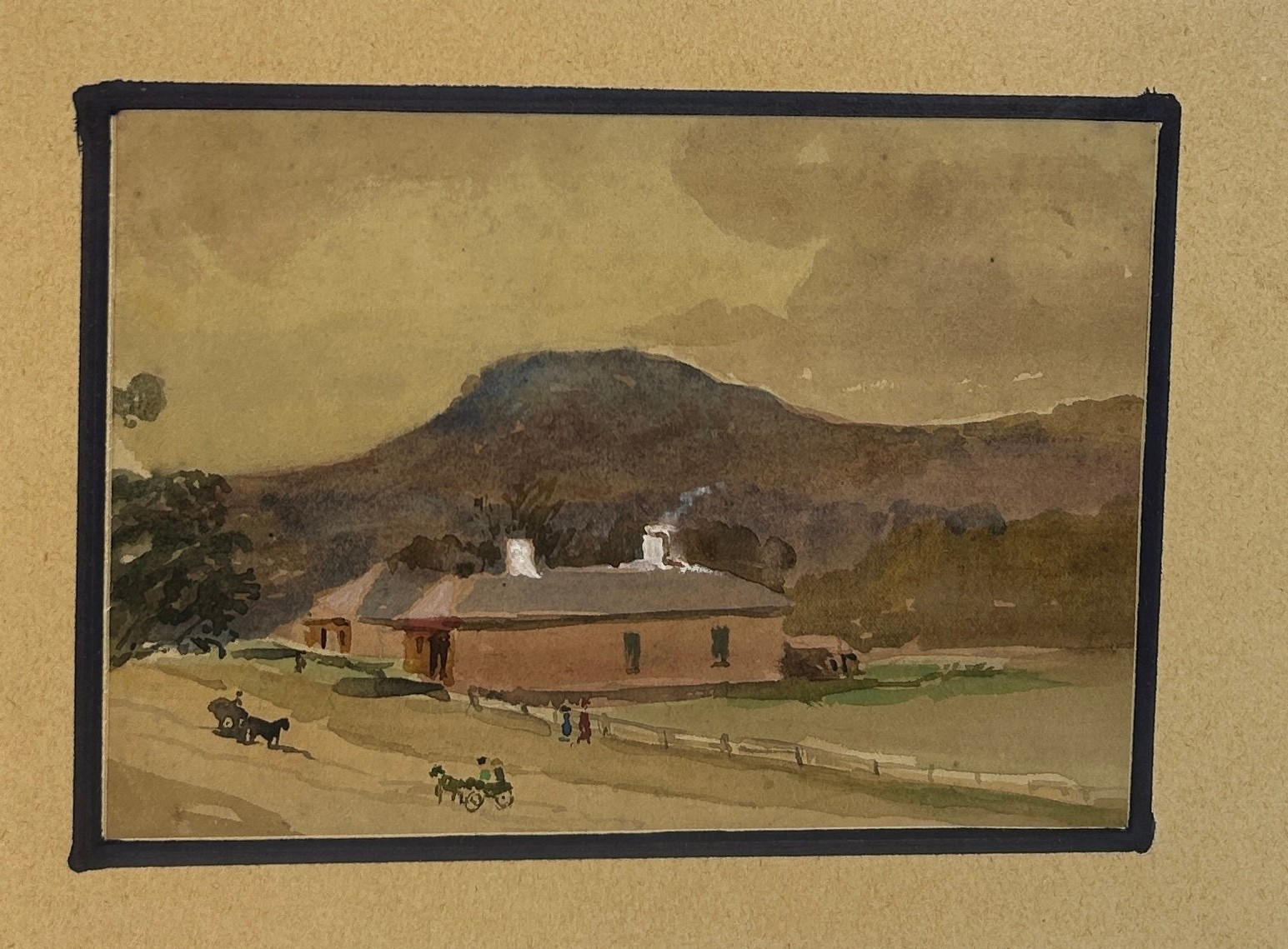 A 19TH CENTURY WATERCOLOUR PAINTING ON PAPER DEPICTING AN AUSTRALIAN SUBJECT POSSIBLY BATEMAN'S - Image 3 of 5