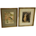 A PAIR OF 19TH CENTURY HAND COLOURED THEATRE RELATED PRINTS, 19cm x 14cm each Mounted in frames