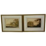 WILLIAM PAYNE (1760-1830): A PAIR OF WATERCOLOUR PAINTINGS ON PAPER DEPICTING WOODED SCENES WITH