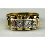 A 14CT GOLD RING SET WITH CLEAR STONES, Weight: 4.8gms