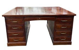 A LARGE PARTNERS DESK, 159cm x 130cm x 78cm