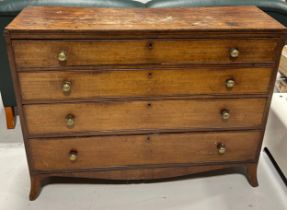 A 19TH CENTURY MAHOGANY CHEST OF DRAWERS, Narrow proportions 123cm x 93cm x 38cm