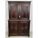 A 19TH CENTURY ANGLO INDIAN ROSEWOOD SECTIONAL WARDROBE WITH SUNBURST DESIGN PANELS, 194cm x 120cm x