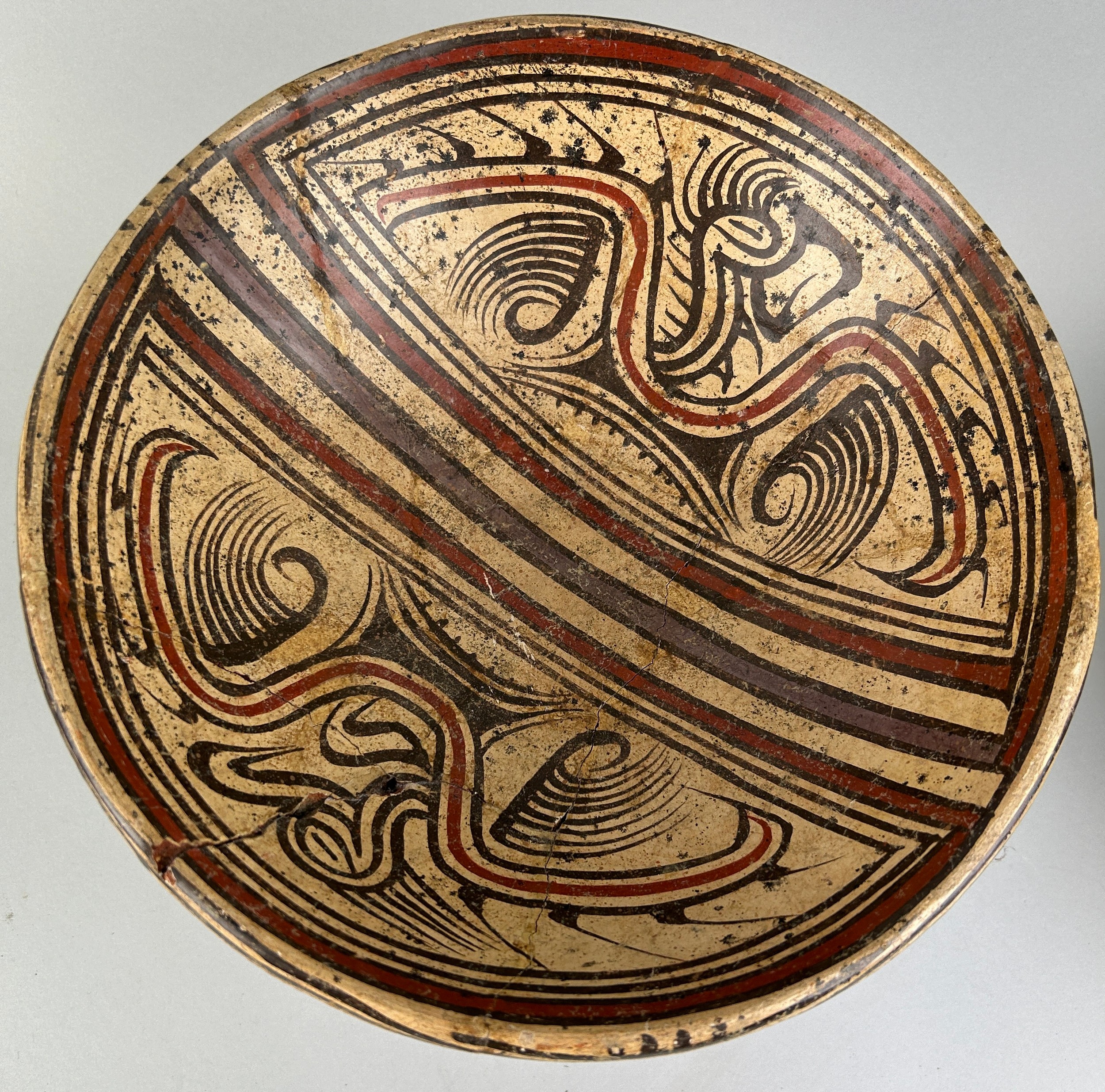 A PRE COLUMBIAN TERRACOTTA 'COCLE TAZZA' OR PEDESTAL BOWL, From Coclé Province, Panama. 26cm x - Image 3 of 5