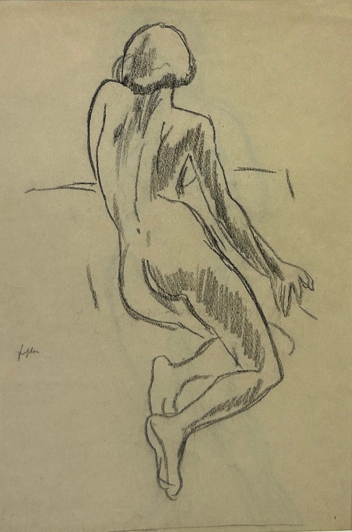 SAMUEL PEPLOE (SCOTTISH 1871-1935): A PENCIL DRAWING ON PAPER DEPICTING A NUDE LIFE MODEL, 35cm x - Image 2 of 8