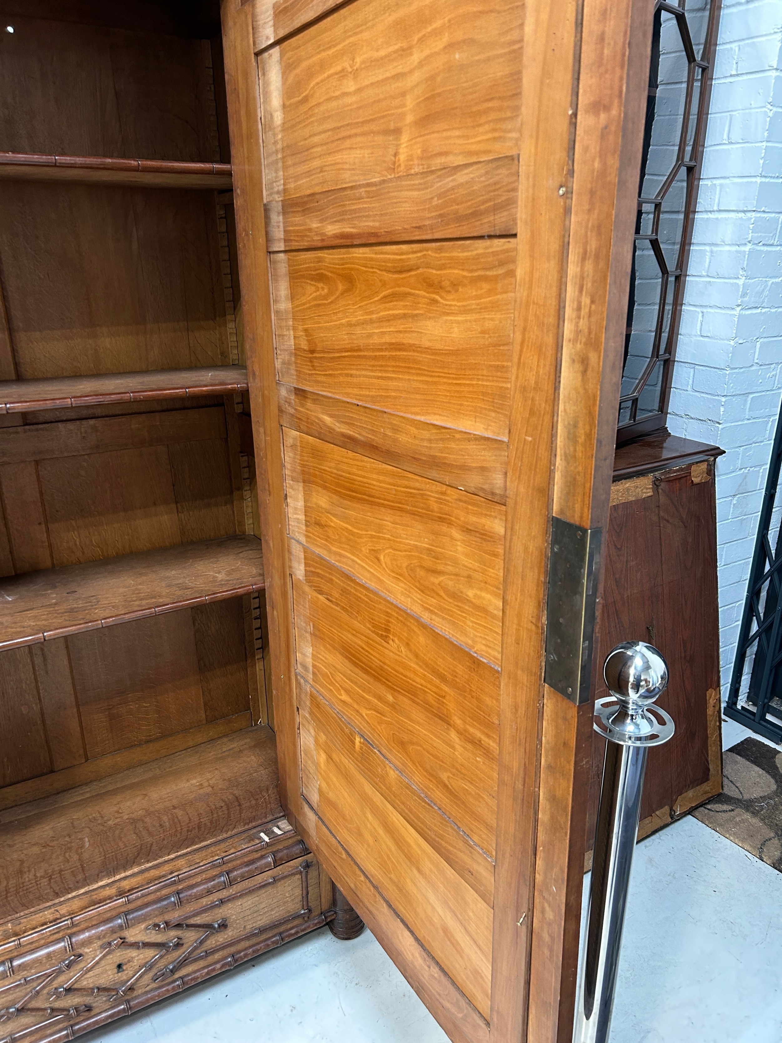 A 19TH CENTURY FRENCH FAUX BAMBOO WARDROBE, 223cm x 100cm x 42cm - Image 7 of 9