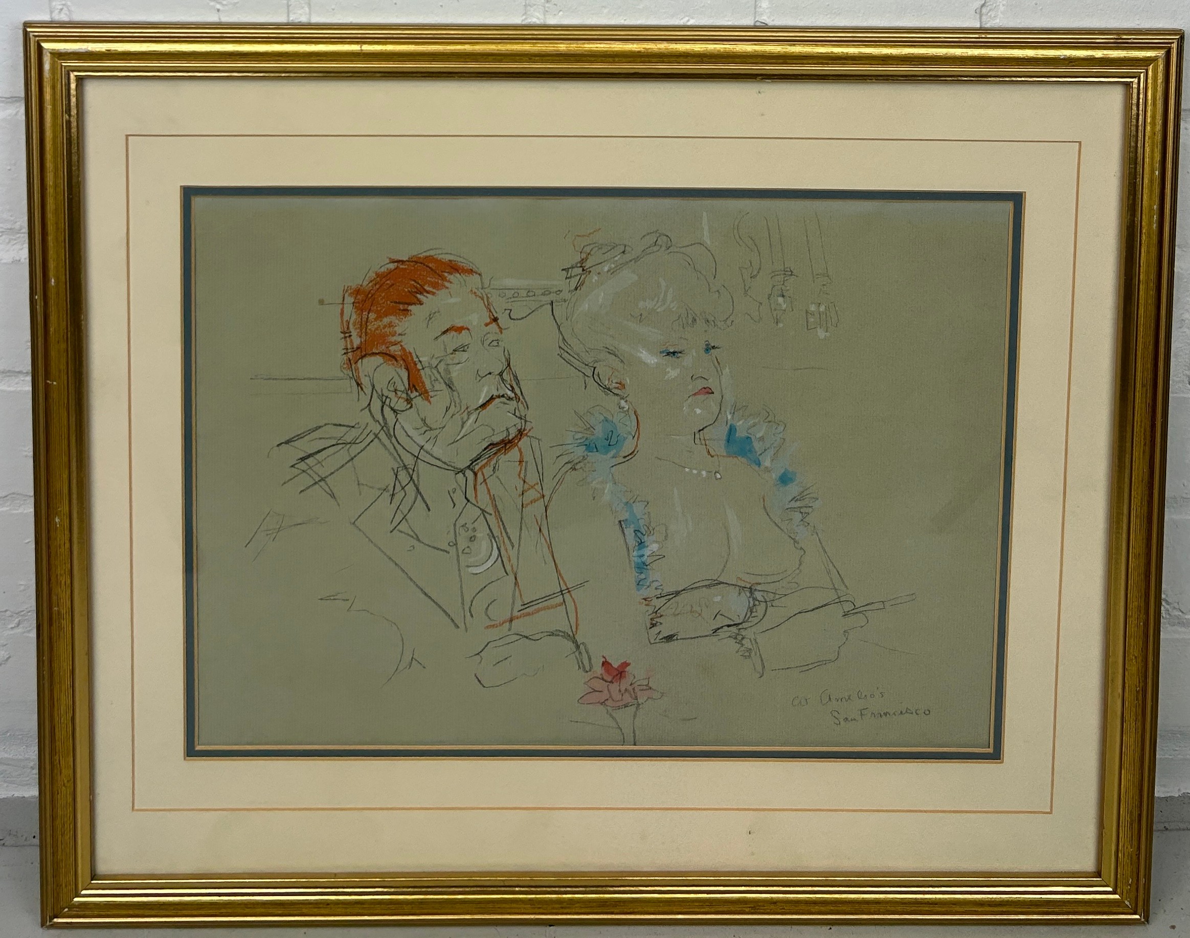 JACK LEVINE (1915-2010): 'AT AMELIO'S SAN FRANCISCO', PENCIL, PASTEL DRAWING AND WATERCOLOUR - Image 2 of 5