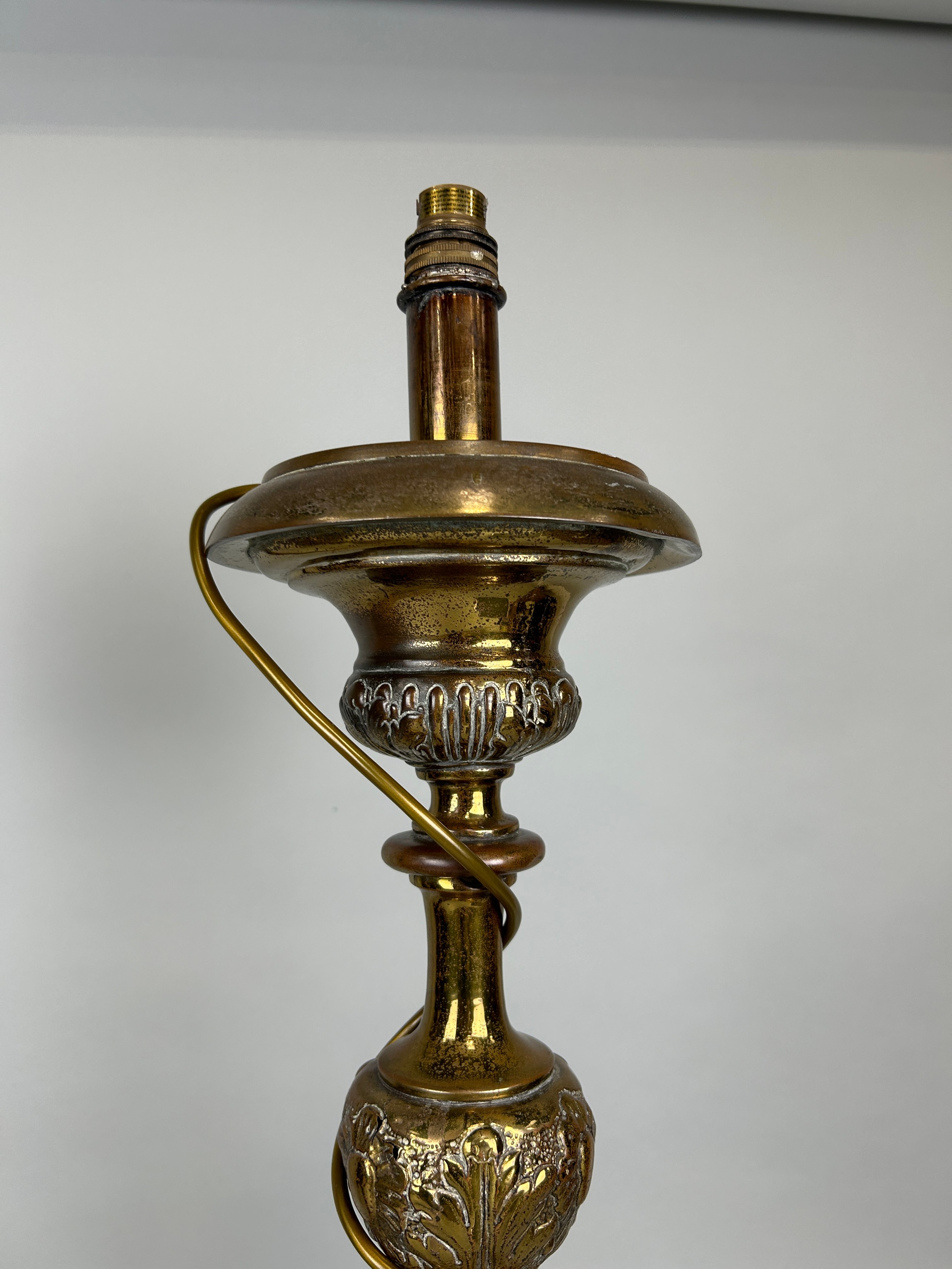 A PAIR OF ECCLESIASTICAL BRASS CANDLESTICKS (2) - Image 4 of 4