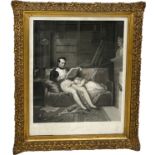 A 19TH CENTURY PRINT DEPICTING NAPOLEON BONAPARTE (1769-1821) AND HIS DAUGHTER, 75cm x 60cm