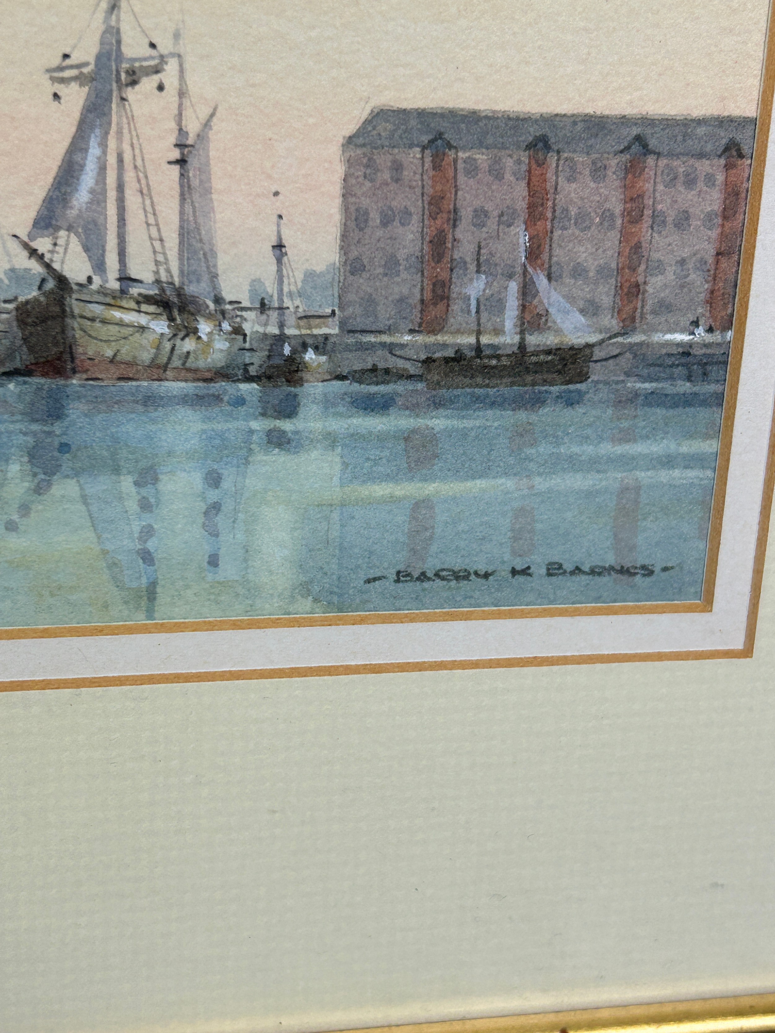 A WATERCOLOUR PAINTING ON PAPER DEPICTING A CONTINENTAL PORT ALONG WITH ANOTHER PORT SCENE (2) Label - Image 4 of 4