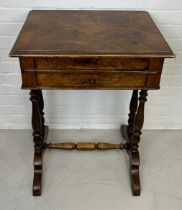 A WALNUT SEWING TABLE, 77cm x 57cm x 45cm