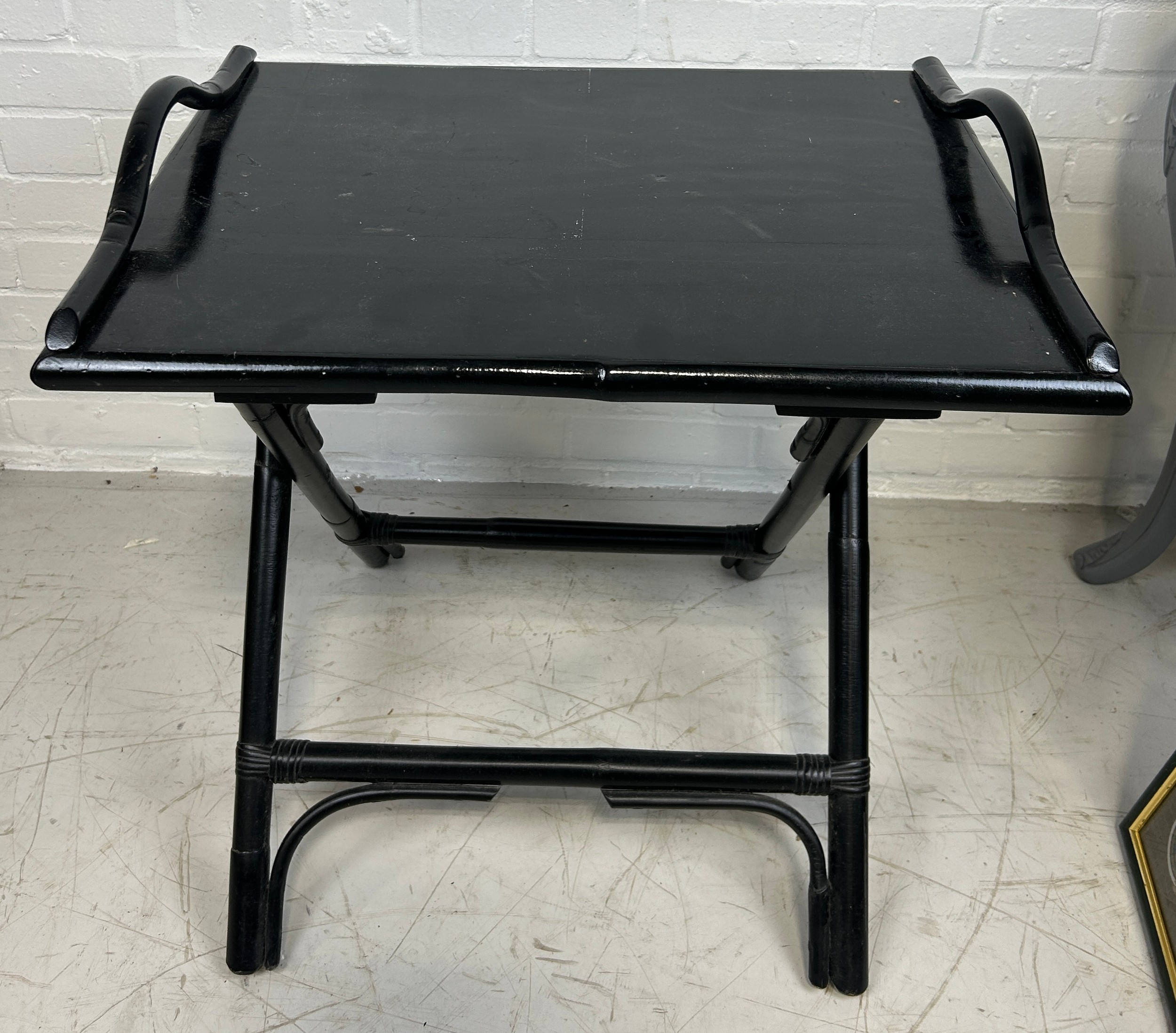 AN EBONISED BUTLERS STAND, 65cm x 60cm x 50cm - Image 2 of 2