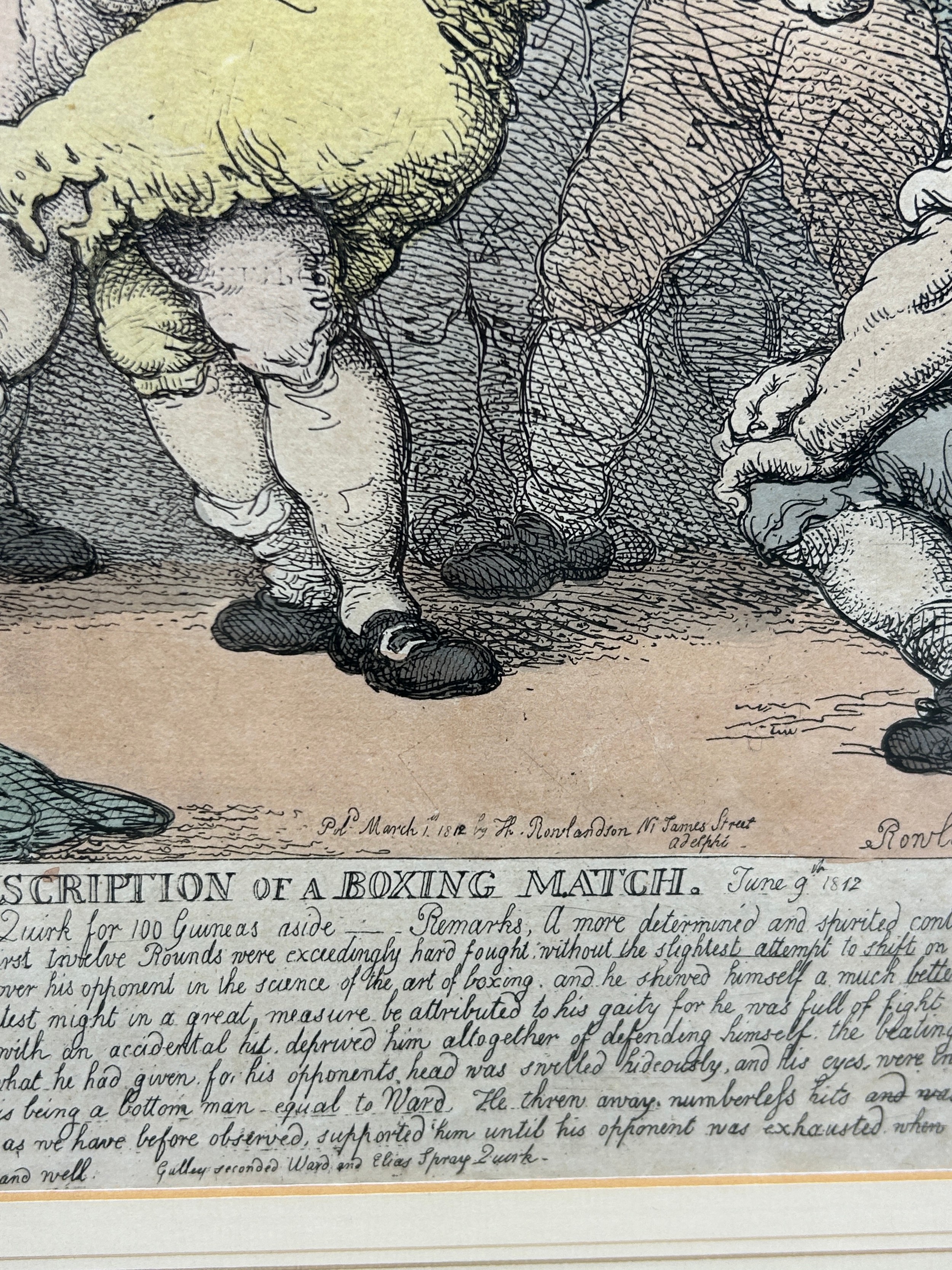 BOXING / PUGILIST INTEREST: THOMAS ROWLANDSON (1756-1827) BOXING ENGRAVING 'DESCRIPTION OF A - Image 4 of 5