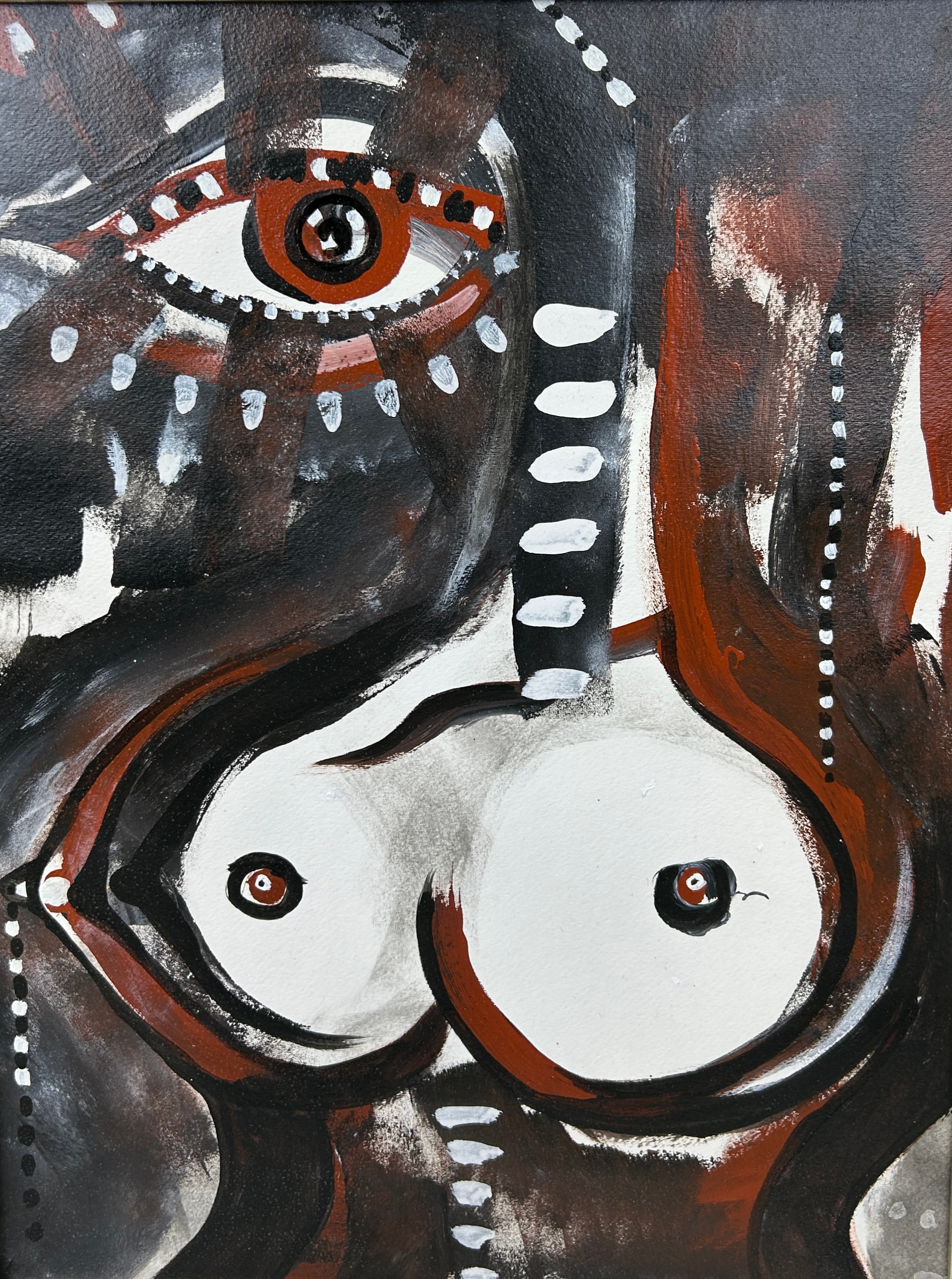 AFTER PABLO PICASSO: AN OIL AND ACRYLIC PAINTING ON CANVAS DEPICTING A WOMAN, Labelled to verso - Image 3 of 4