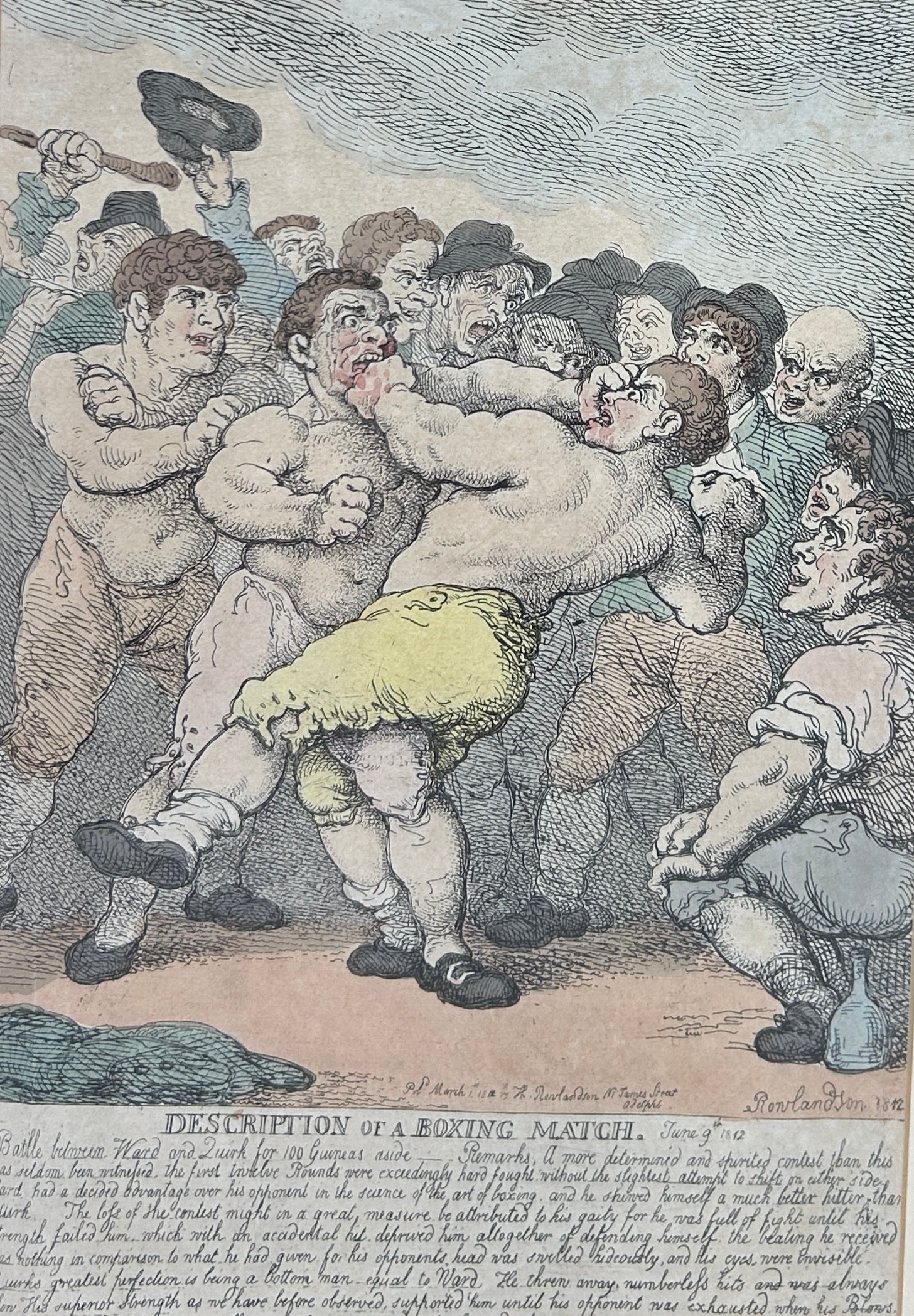 BOXING / PUGILIST INTEREST: THOMAS ROWLANDSON (1756-1827) BOXING ENGRAVING 'DESCRIPTION OF A - Image 2 of 5