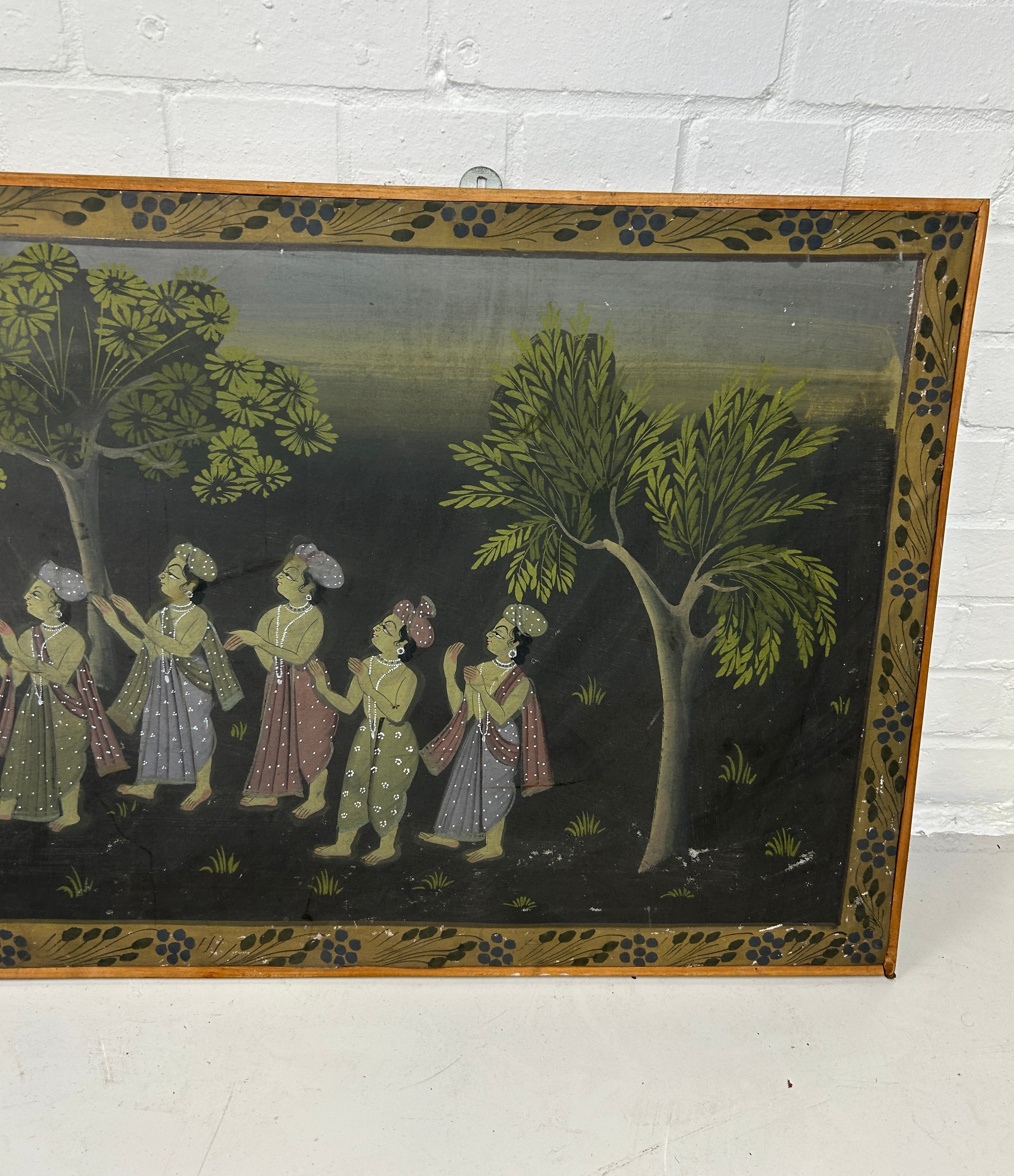 A LARGE INDIAN PAINTING ON LINEN 182cm x 59cm - Image 2 of 4