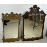 A ROBERT ADAMS STYLE GILT WOOD WALL MIRROR ALONG WITH ANOTHER SIMILAR, Largest 115cm x 73cm Adams