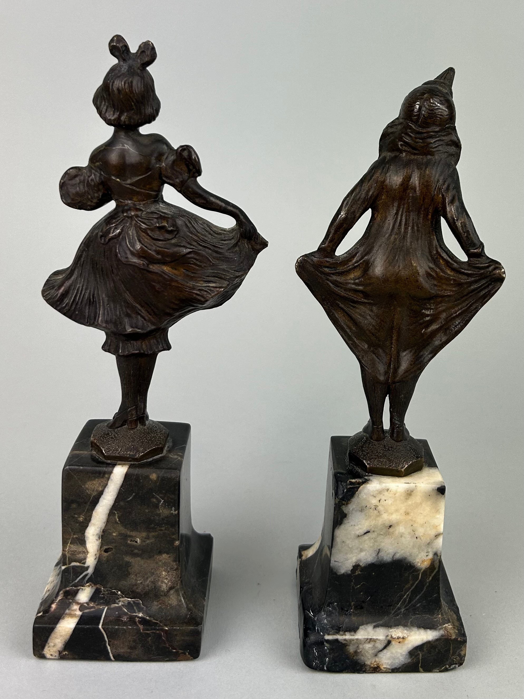 A PAIR OF BRONZE FRANZ IFFLAND (1862-1935) 15cm H 19.5cm H with stand each. - Image 3 of 3