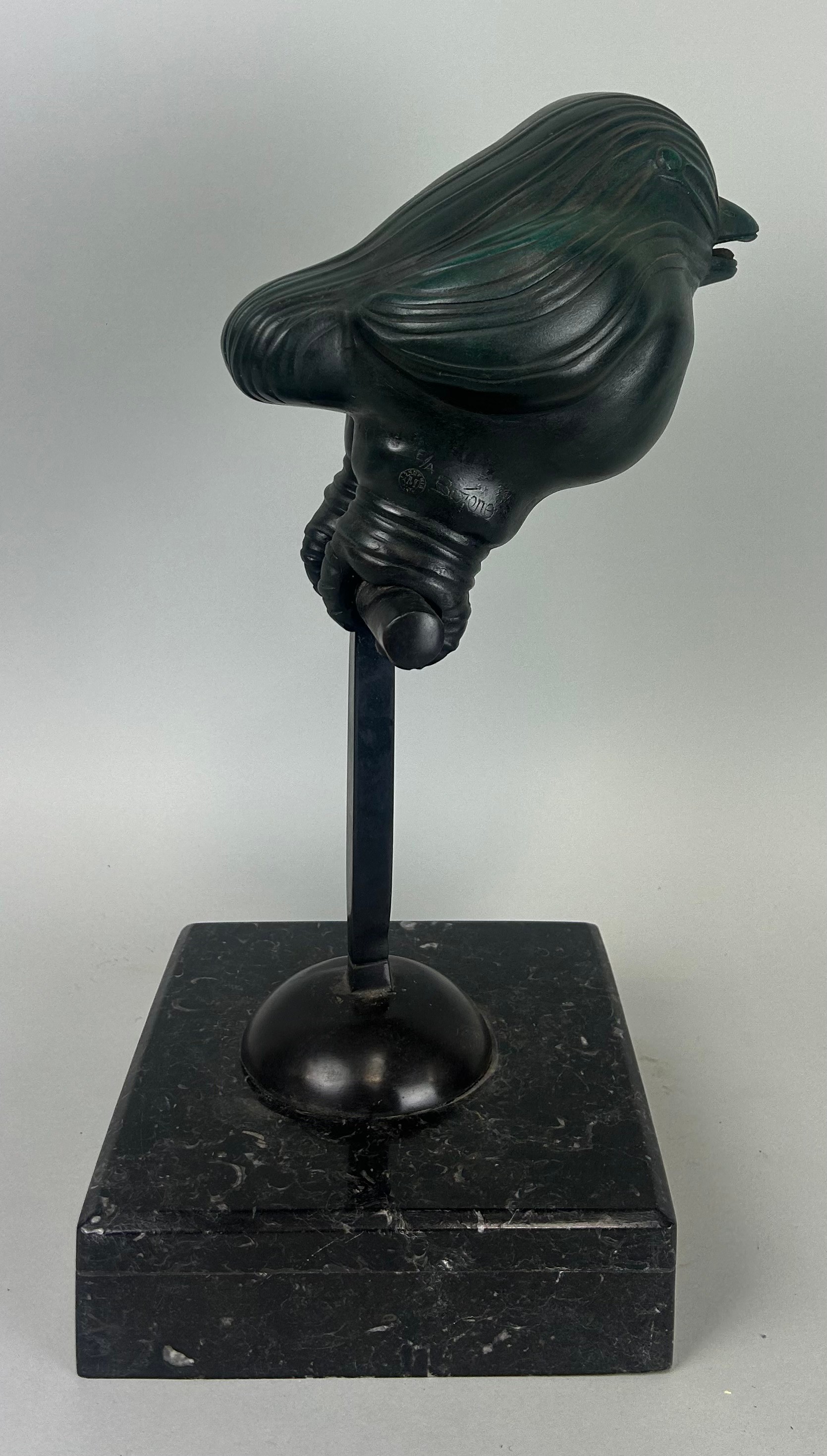 AFTER FERNANDO BOTERO (COLOMBIAN 1932-2023): A BRONZE SCULPTURE 'BIRD' MOUNTED ON A PERCH, WITH - Image 2 of 6