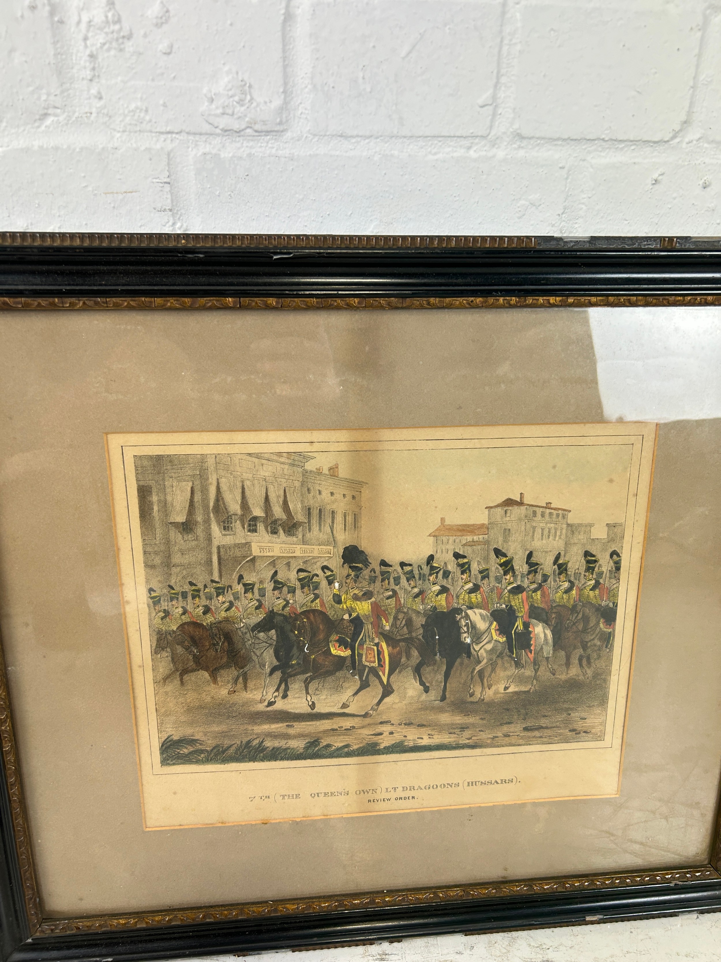 A SET OF THREE MILITARY EARLY ENGRAVINGS AND LITHOGRAPHS Mounted in Hogarth frames and glazed. - Image 3 of 4