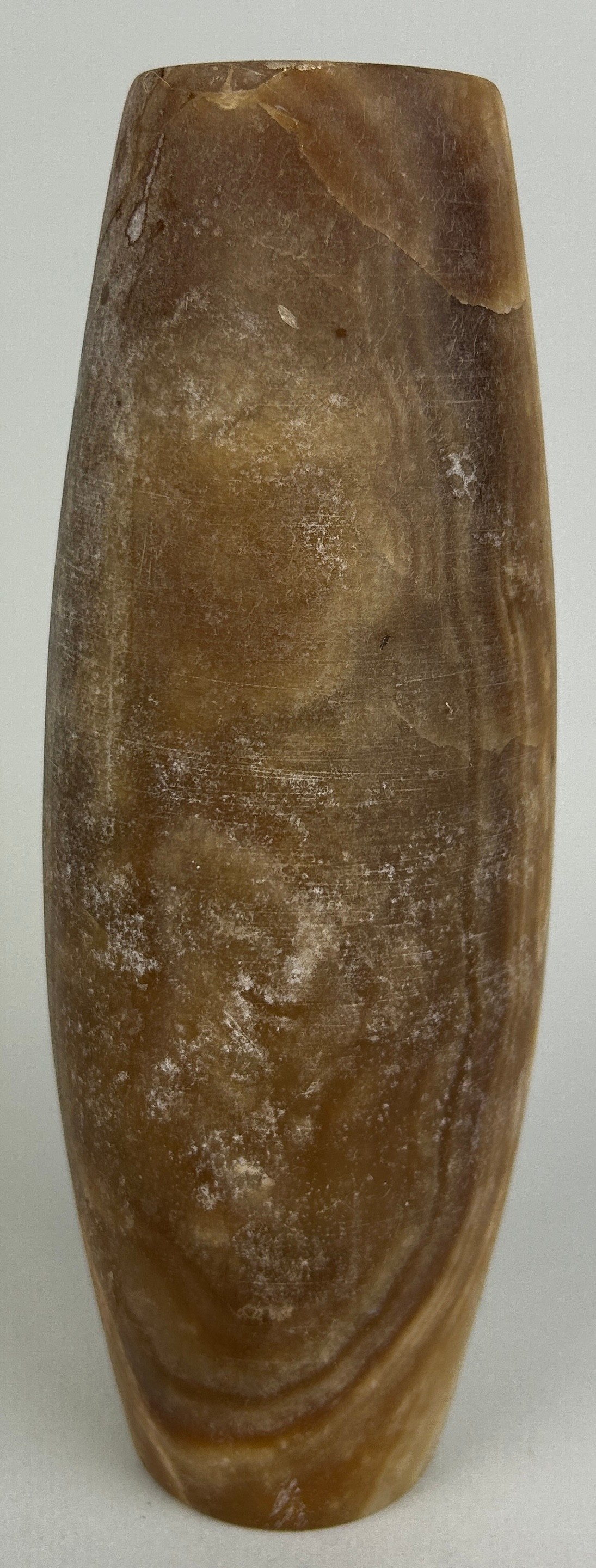 AN ALABASTER VASE, 21cm H