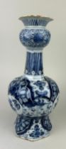 A LARGE DUTCH DELFT VASE, 32cm H x 15cm W Label to verso for 'Guest and Gray'