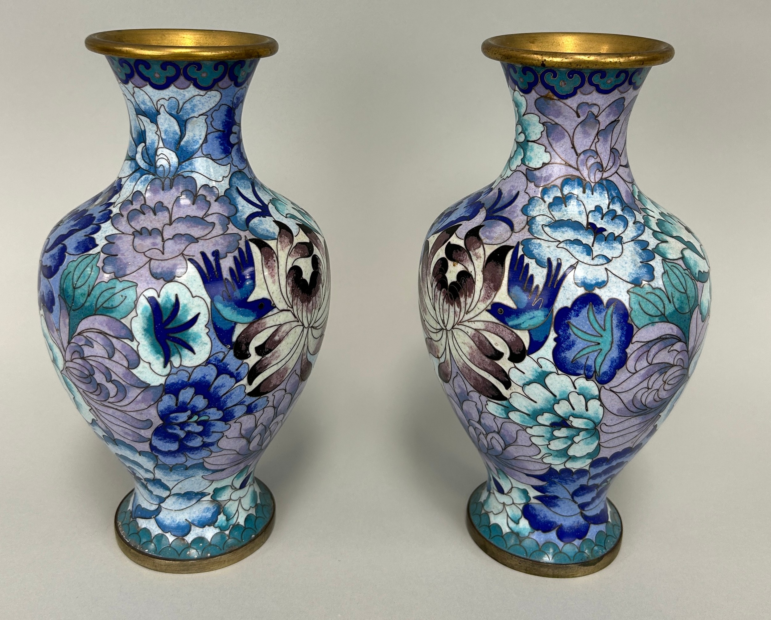 A PAIR OF CHINESE CLOISSONNE VASES, Along with a soapstone seals, and a blue and white porcelain ink - Image 2 of 5