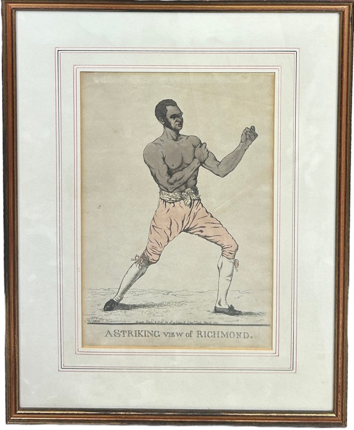 BOXING / PUGILIST INTEREST: AFTER ROBERT DIGHTON (1752-1814): A HAND COLOURED PORTRAIT PRINT