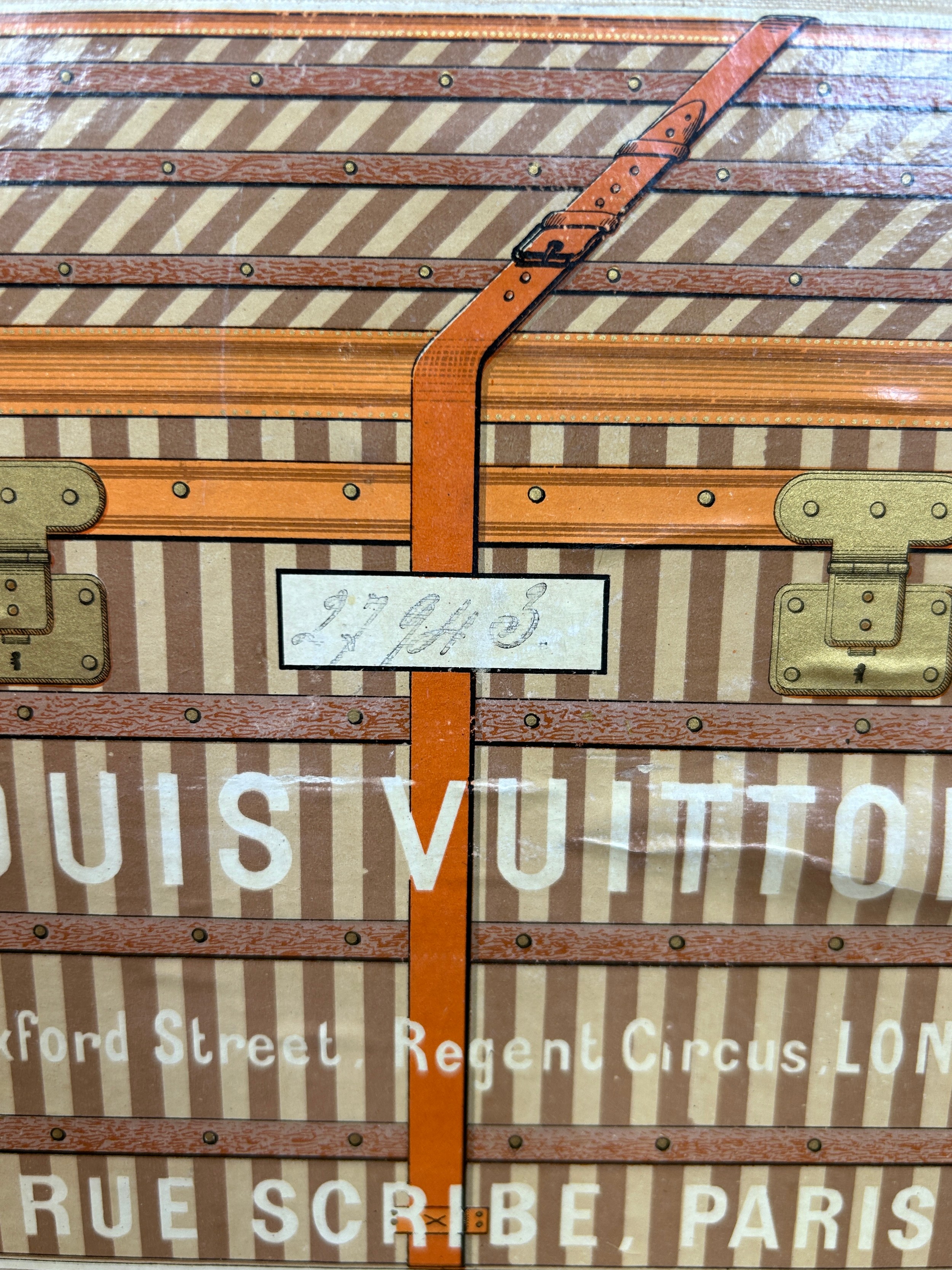 A 19TH CENTURY LOUIS VUITTON TRUNK CIRCA 1885, Brown striped design with leather details and green - Image 10 of 19